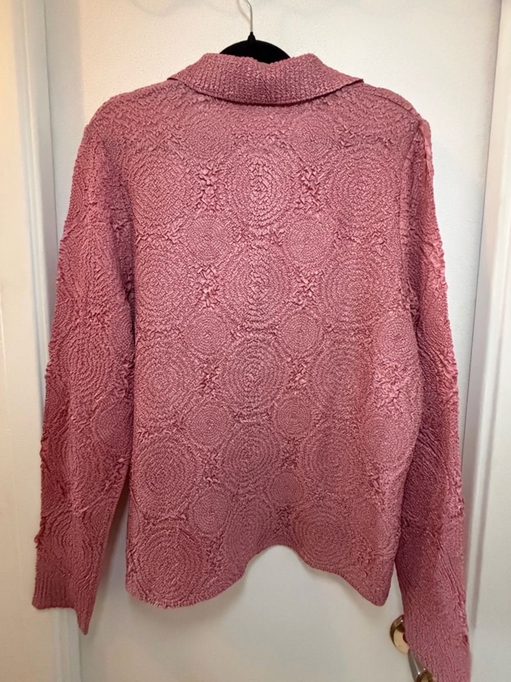 Textured Long Sleeve Button-Front Top in Dusty Rose - Picture 2 of 2